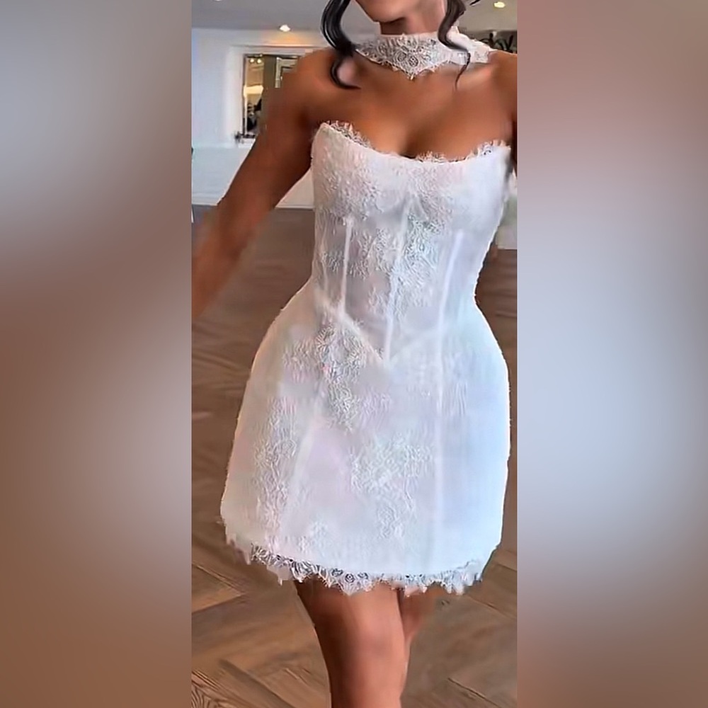 NEW ROSIE ETIENNE Grace 4 Bridal Wedding Elegant White Lace Mini Dress